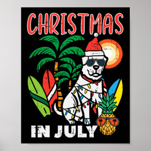 Poster Noël En Juillet Amoureux De Chiens Plage Noël D'ét