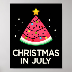 Poster Noël En Juillet Avec Pastèque Pour L'Été