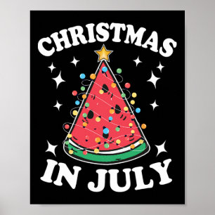 Poster Noël En Juillet Fête Pastèque Arbre de Noël