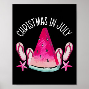 Poster Noël en juillet Funny Summer Vacation Tropical G