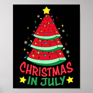 Poster Noël En Juillet Pastèque Noël Arbre Hommes D'Été