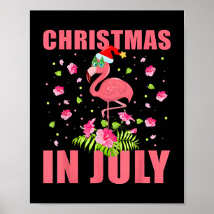 Poster noël en juillet rose flamingo drôles xmas hommes