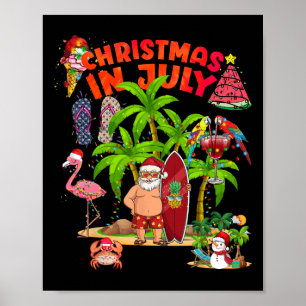 Poster Noël en juillet Santa Lunettes de soleil Plage Haw