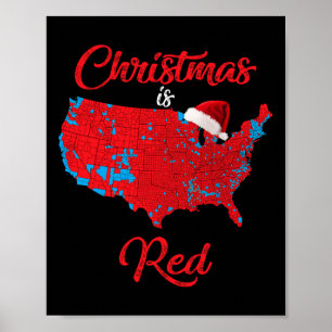 Poster Noël Est Rouge Carte Électorale 2024 Trump Landsli