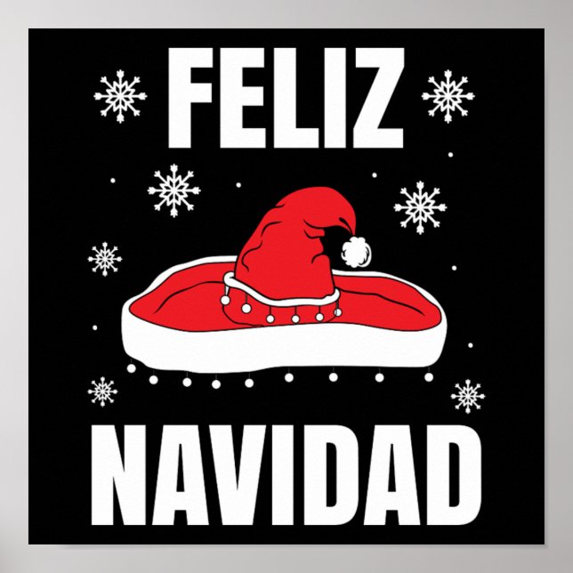 Poster Noël Feliz Navidad Père Noël Sombrero Drôle cadeau (Devant)