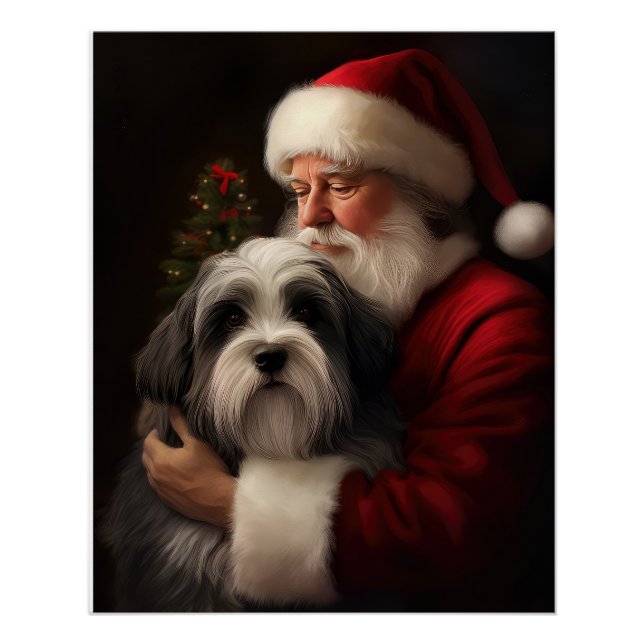 Poster Noël festif du Père Noël du Terrier tibétain (Devant)