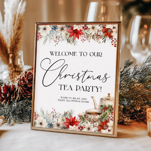 Poster Noël Floral Fête du Thé Bienvenue