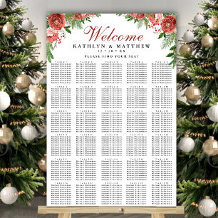Poster Noël Floral Foliage Mariage 30 Table Sièges