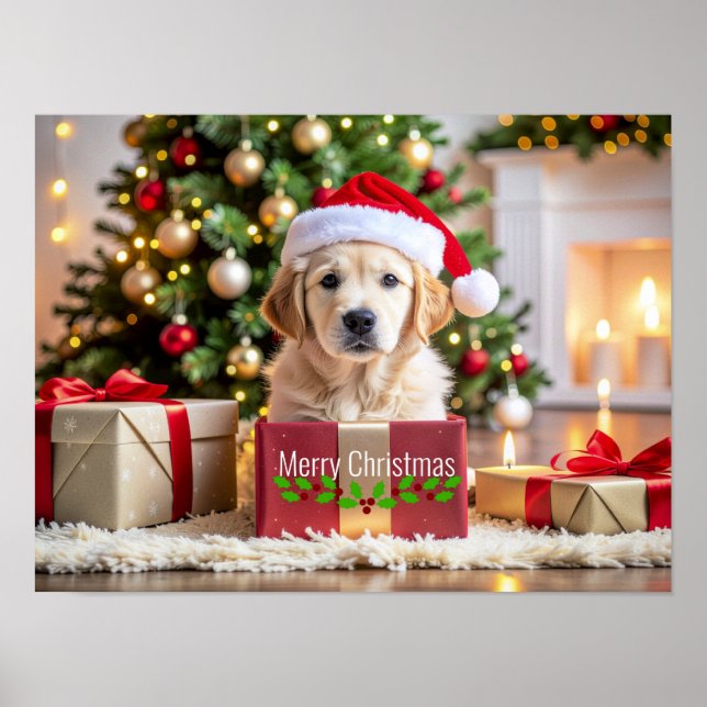 Poster Noël Golden Retriever (Devant)