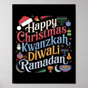 Poster Noël Hanoukka Kwanzaa Diwali Ramadan