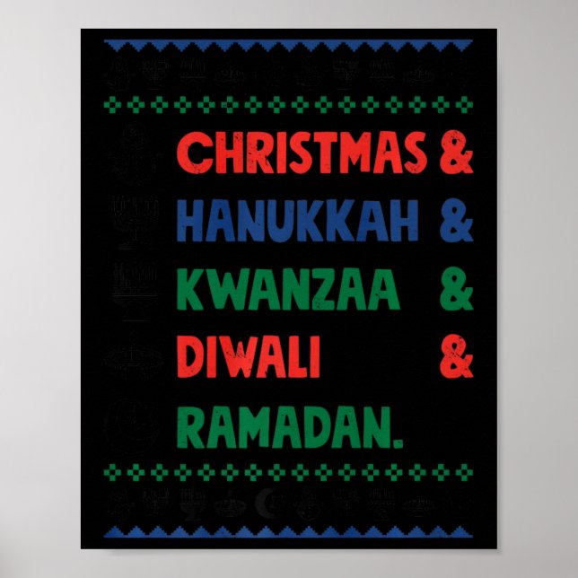 Poster Noël Hanoukka Kwanzaa Diwali Ramadan Funny Ug (Devant)