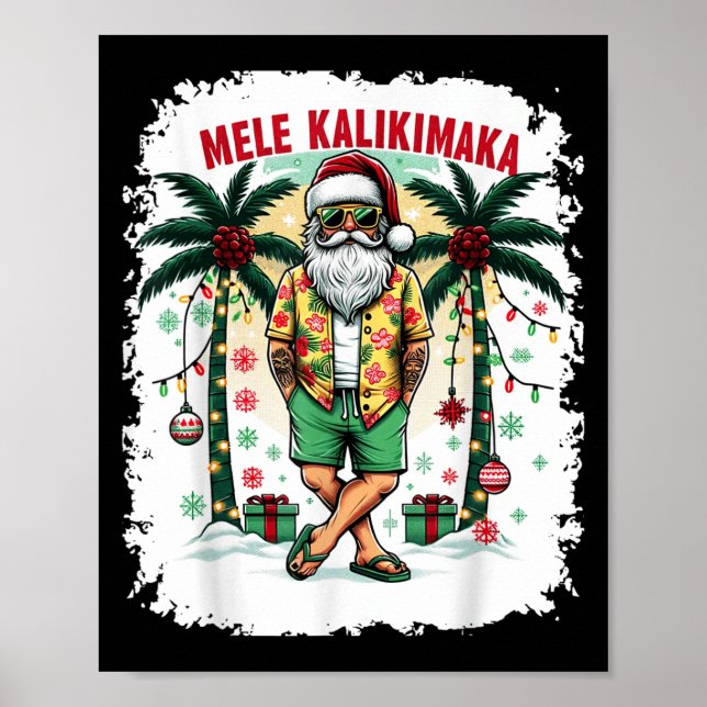 Poster Noël Hawaïen En Juillet Mele Kalikimaka Hawaii (Devant)