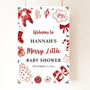 Poster Noël hiver Joyeux petit Baby shower Bienvenue