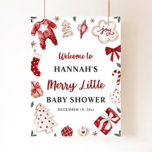Poster Noël hiver Joyeux petit Baby shower Bienvenue