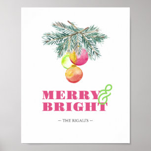Poster Noël Imprimé rose vif