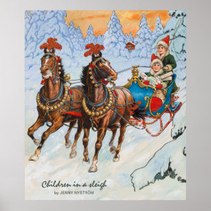 Poster Noël Jenny Nyström Dashing à travers la neige