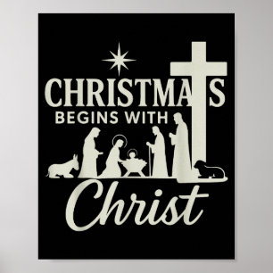 Poster Noël Jésus Commence Avec Le Christ Pjs Pyjama Tout