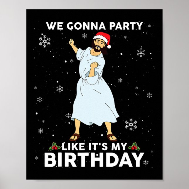 Poster Noël Jésus Danser Nous allons faire la fête Comme  (Devant)