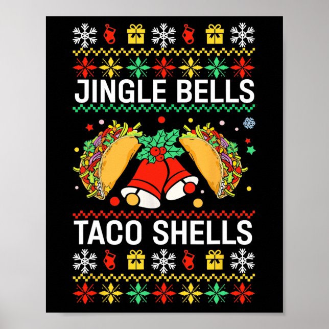 Poster Noël Jingle Bells Taco Shells Drôle Famille Ug (Devant)