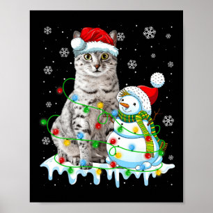 Poster Noël Light Snowman égyptien Mau Cat Pet Lover