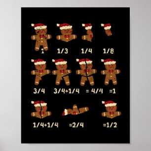 Poster Noël Math Fracture de l'enseignant Gingerbread Coo