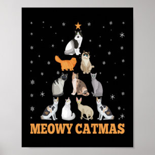 Poster Noël Meowy Catmas Cadeau Amoureux des chats de vac