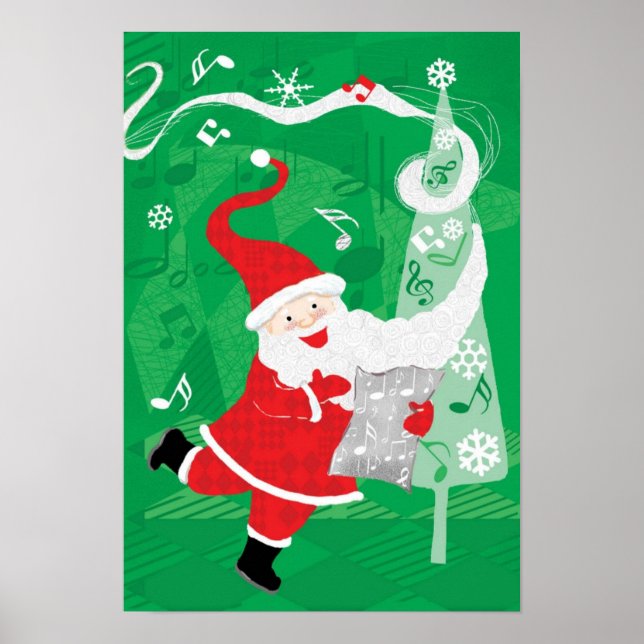 Poster Noël mignon, chant et danse Père Noël (Devant)