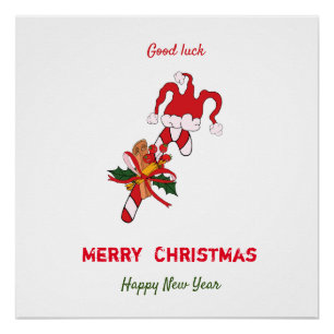 Poster Noël minimaliste mignon et le Nouvel An heureux