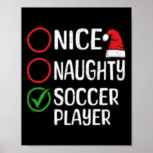 Poster Noël Nice Naughty joueur de football Noël Lis