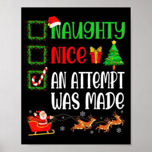 Poster Noël Nice Naughty Une Tentative A Été Fait Drôle X