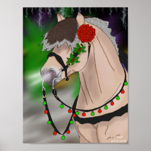 Poster Noël Norvégien Cheval du Fjord