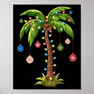 Poster Noël Palm Tree Lumière Hawaï Tropical Noël