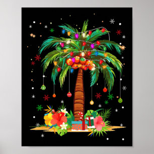Poster Noël Palm Tree Lumière Hawaï Tropical Noël