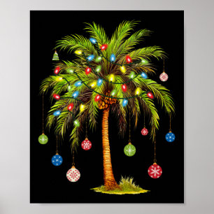 Poster Noël Palm Tree Lumière Hawaï Tropical Noël