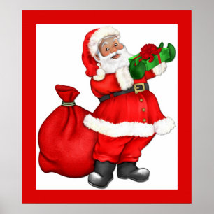 Poster Noël Père Noël avec cadeau