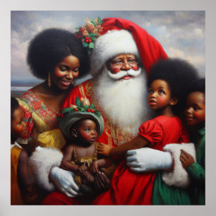 Poster Noël Père Noël avec enfants 7