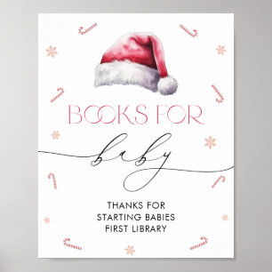 Poster Noël Père Noël Baby shower bébé Livres pour bébé