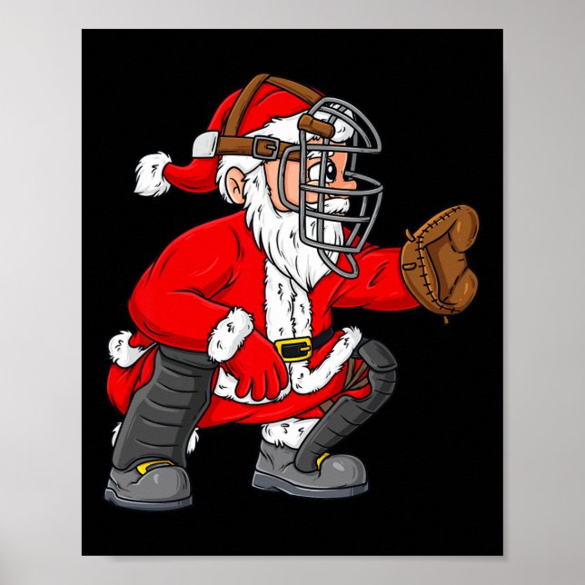 Poster Noël Père Noël Capteur de baseball Garçons Filles (Devant)