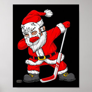 Poster Noël Père Noël Dabbing Joueur de hockey Garçons En