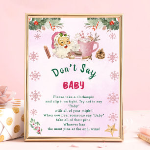 Poster Noël Père Noël "Don't Say Baby" Jeu de Baby shower