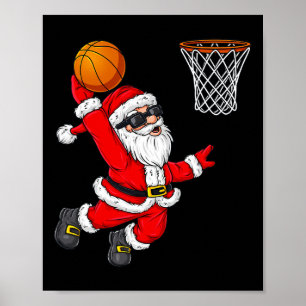 Poster Noël Père Noël Dunking Un Basket Garçons Ki