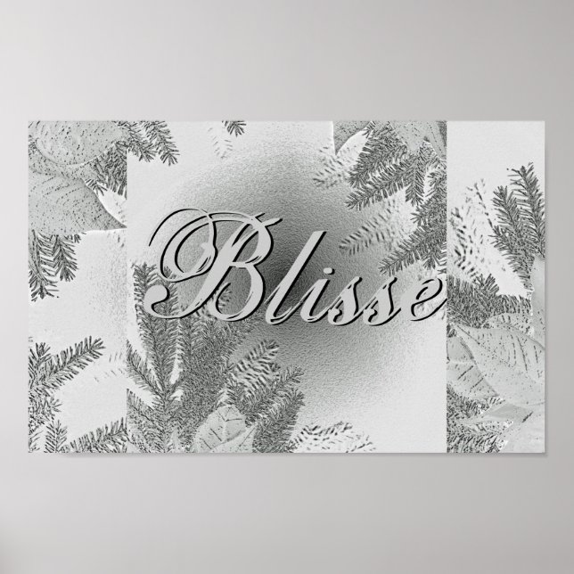 Poster Noël Poinsettia Blisse Blanc Et Gris (Devant)