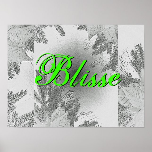 Poster Noël Poinsettia Blisse Blanc Et Gris (Devant)