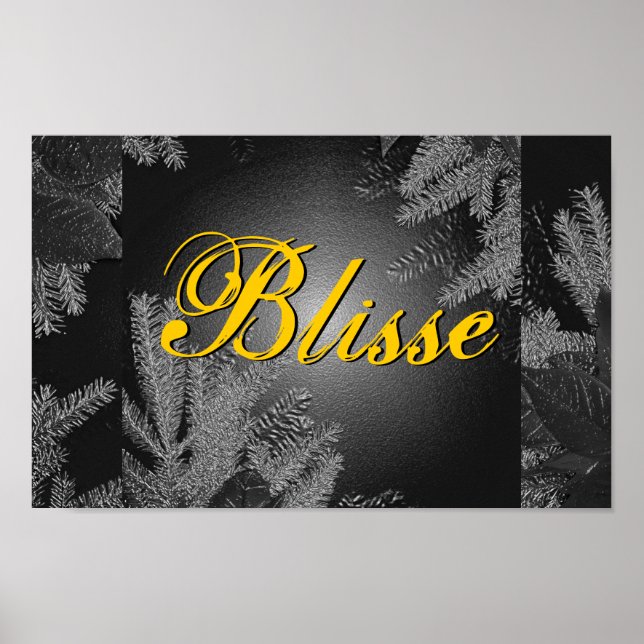 Poster Noel Poinsettia Blisse II Noir Et Gris (Devant)