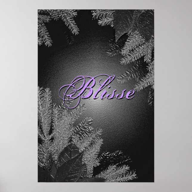 Poster Noël Poinsettia Blisse Noir Et Gris III (Devant)