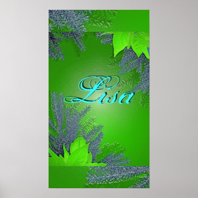 Poster Noël Poinsettia Green Lisa I (Devant)