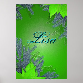Poster Noël Poinsettia Green Lisa III