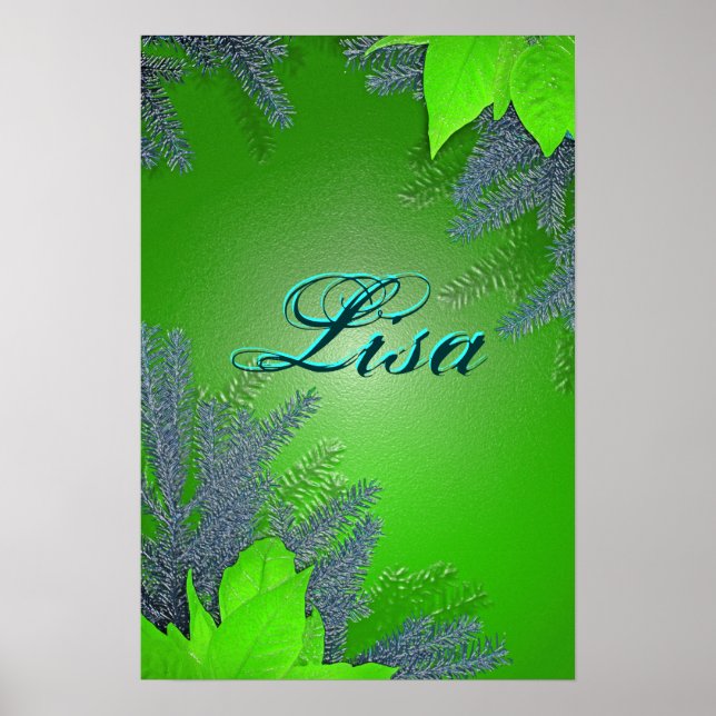 Poster Noël Poinsettia Green Lisa III (Devant)