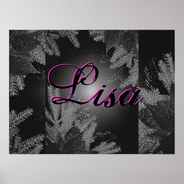 Poster Noël Poinsettia Lisa Noire Et Gris (Devant)