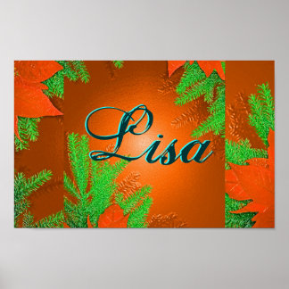 Poster Noël Poinsettia Orange Délice Lisa II